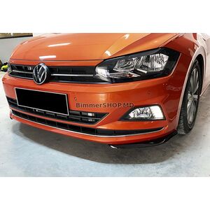 Передний лип DPT V-2 (Черный Глянец) Volkswagen Polo 2017- гг.