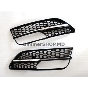 Решетки противотуманных фар RS-Style V-2 (2012-2016, 2 шт, Черный) Audi A3 2012-2020 гг.
