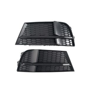 Решетки противотуманных фар S-Style V-1 (2016-2020, 2 шт, Черный) Audi A3 2012-2020 гг.