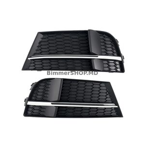 Решетки противотуманных фар S-Style V-2 (2016-2020, 2 шт, Черный) Audi A3 2012-2020 гг.