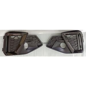 Решетки противотуманных фар RS-Style (для S-Line 2019-2024, 2 шт, Черный) Audi A4 B9 2015-2024 гг.