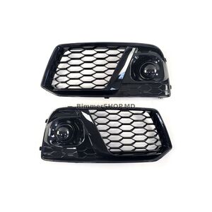 Решетки противотуманных фар с туманкой RS-Style (2017-2020, 2 шт, Черный) Audi Q5 2017-2025 гг.