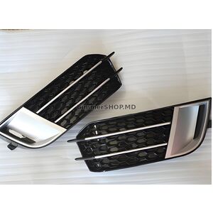 Решетки противотуманных фар RS-Style (2010-2014, 2 шт, Черный с Серым) Audi A1 2010-2018 гг.