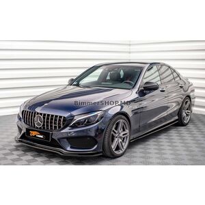 Передняя губа бампера DPT V2 (2014-2018, только для AMG-Line, черный глянец) Mercedes C-сlass W205 2014-2021 гг.