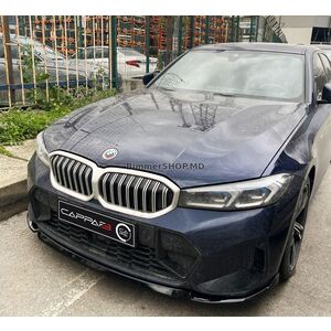 Накладка на передний бампер EuroCap V1 (для M-Performance 2022-, Черный Глянец) BMW 3 серия G20/G21 2018- гг.