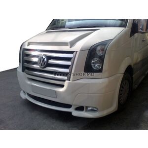 Накладка на передний бампер с 2 вырезами под фары (грунт под покраску) Volkswagen Crafter 2006-2016 гг.