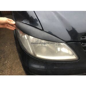 Реснички на фары прямые (черный мат) Mercedes Viano 2004-2014 гг.
