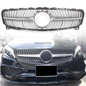Передняя решетка Diamond Silver (2015-2018) Mercedes A-сlass W176 2012-2018 гг.