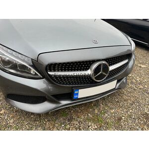 Передняя решетка Diamond Silver (для Avantgarde/AMG-Line/C43 AMG) 2018+, с камерой Mercedes C-сlass W205 2014-2021 гг.