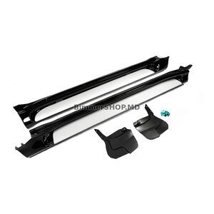 Боковые пороги (2 шт., алюминий) Черный (серая подножка) Lexus GX460 2009-2023 гг.