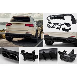 Задний диффузор с насадками Black (Дизайн AMG63) Mercedes GLC X253 2015-2022 гг.