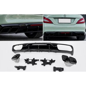 Задний диффузор с насадками выхлопа Black (2015-2018, Дизайн GT63) Mercedes CLS C218 2011-2018 гг.