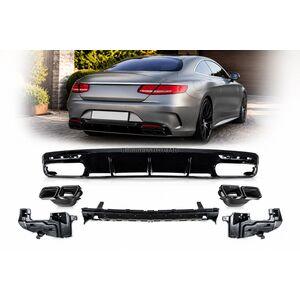 Задний диффузор с насадками Black (2018-2020) Mercedes S-class C217 Coupe 2014-2020 гг.