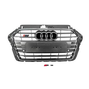 Передняя решетка радиатора S-Style (2016-2020, серая с хромом) Audi A3 2012-2020 гг.