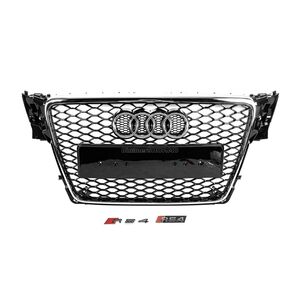 Передняя решетка радиатора RS-Style V-2 (2007-2011, черная с хромом) Audi A4 B8 2007-2015 гг.