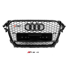 Передняя решетка радиатора RS-style черная с надписью Quattro (2012-2015) Audi A4 B8 2007-2015 гг.