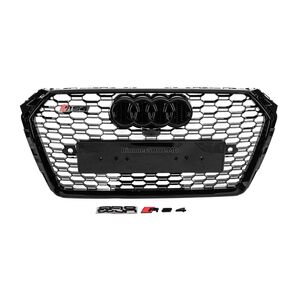 Передняя решетка радиатора в стиле RS с надписью Quattro (2015-2019, черная) Audi A4 B9 2015-2024 гг.