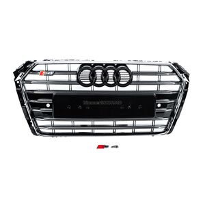 Передняя решетка радиатора S-style (2015-2019, хром+черная) Audi A4 B9 2015-2024 гг.