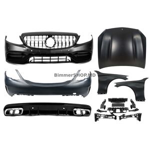 Комплект обвеса с капотом и крыльями (C63 AMG) Mercedes C-сlass W205 2014-2021 гг.