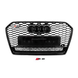 Передняя чёрная решётка RS-style с надписью Quattro (2014-2017) Audi A6 C7 2011-2017 гг.