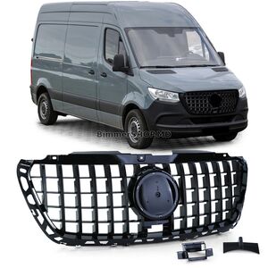 Передняя Решетка Panamericana GT Panamericana Черная Premium С рамкой Mercedes Sprinter W907/W910 2018- гг.