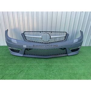 Передний бампер 2011-2014 AMG C63 с решеткой Diamond Silver Mercedes C-class W204 2007-2015 гг.