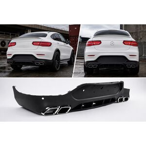 Задний диффузор с насадками Серебристый (Дизайн AMG63) Mercedes GLC coupe C253 2016-2023 гг.