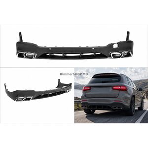 Задний диффузор с насадками Серебристый (Дизайн AMG63) Mercedes GLC X253 2015-2022 гг.