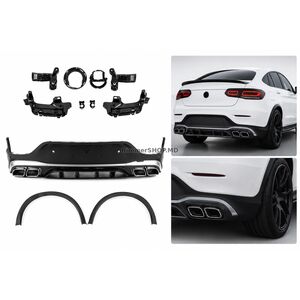 Задний диффузор с насадками Серебро (Дизайн AMG63 2020-2022) Mercedes GLC coupe C253 2016-2023 гг.