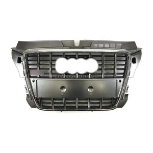 Передняя решетка радиатора S-Style (2008-2012, серая с хромом) Audi A3 2003-2012 гг.