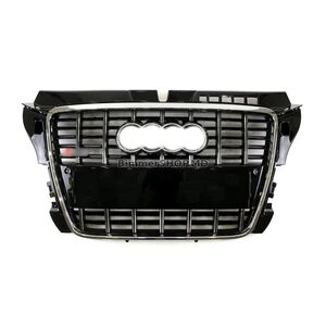 Передняя Решетка S-Style (2008-2012, Черная с Хромом) Audi A3 2003-2012 гг.