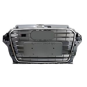 Передняя решетка RS-Style (2012-2016, серая с хромом) Audi A3 2012-2020 гг.