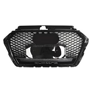 Передняя решетка RS-style с надписью Quarrto (2016-2020, черная) Audi A3 2012-2020 гг.