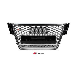 Передняя решетка с надписью Quattro RS-style (2007-2011, черная) Audi A4 B8 2007-2015 гг.