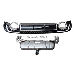 Задний диффузор с насадками на выхлоп V-2 (для S/S-Line, 2012-2020) Audi A3 2012-2020 гг.