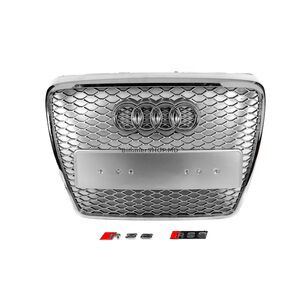 Передняя Решетка RS-Style (Серый с Хромом) Audi A6 C6 2004-2011 гг.