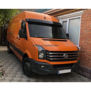 Козырек на лобовое стекло на раме V2 (черный глянец, 5мм) Volkswagen Crafter 2006-2016 гг.