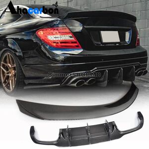 Спойлер с диффузором заднего бампера для C63 AMG 2012-2014 Карбон Mercedes C-class W204