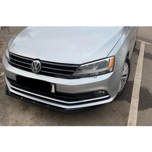 Накладка на передний бампер Lip (2010-2018, черный глянец) Volkswagen Jetta