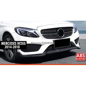 Накладка на передний бампер DPT V1 (2014-2018, только для AMG-Line, Черный Глянец) Mercedes C-сlass W205 2014-2021 гг.