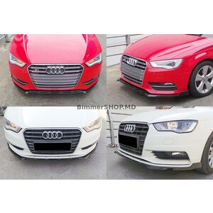 Передняя лип-накладка DPT V-3 (Sedan/HB, черный глянец) Audi A3 2012-2020 гг.