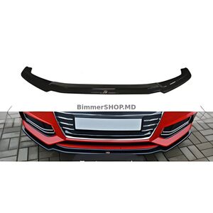 Передняя лип-накладка DPT V-1 (для S-Line, 2015-2019, черный глянец) Audi A4 B9 2015-2024 гг.