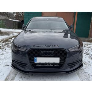 Передний лип-спойлер DPT V-2 (для S-Line, 2011-2015) (черный глянец) Audi A6 C7 2011-2017 гг.