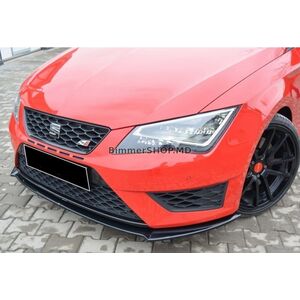 Передний сплиттер DPT (Cupra, 2013-2016, Черный Глянец) Seat Leon 2013-2020 гг.