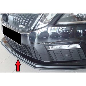 Передний лип-спойлер DPT V-2 (2017-2019 RS, Черный Глянец) Skoda Octavia III A7 2013-2019 гг.