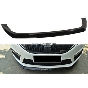 Передний лип-спойлер DPT V-3 (2013-2017 RS, Черный Глянец) Skoda Octavia III A7 2013-2019 гг.
