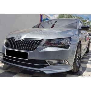 Передний лип-спойлер DPT V-1 (2015-2020, Черный Глянец) Skoda Superb 2015-2024 гг.