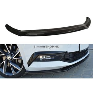 Передний лип-спойлер DPT V-2 (2015-2020, Черный Глянец) Skoda Superb 2015-2024 гг.
