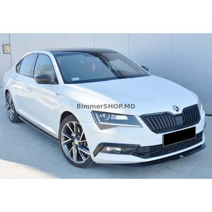 Передний лип на бампер DPT V-4 (2015-2020, Черный Глянец) Skoda Superb 2015-2024 гг.
