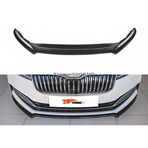 Передний лип-спойлер DPT V-4 (2021-, Черный Глянец) Skoda Superb 2015-2024 гг.